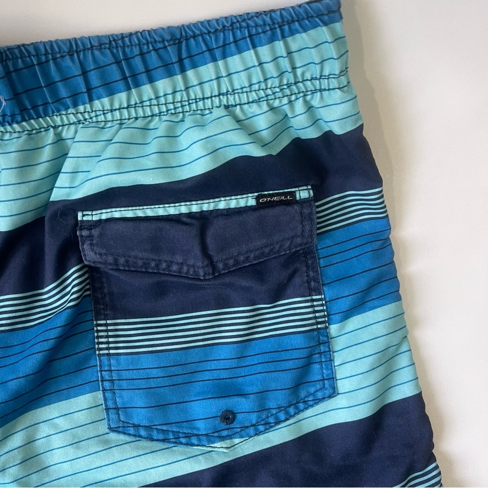 O’Neill Bathing Suit Swim Trunks Blue Striped Size Large - Picture 5 of 7